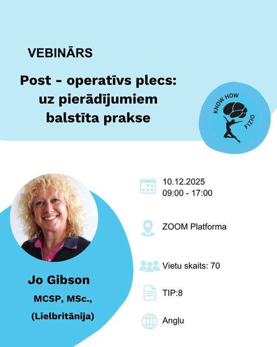 Vebinārs: Post - operatīvs plecs: uz pierādījumiem balstīta prakse 